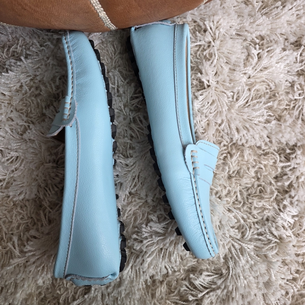 Artisure Light Blue Leather Penny Loafers Size 9.5 - Picture 5 of 7